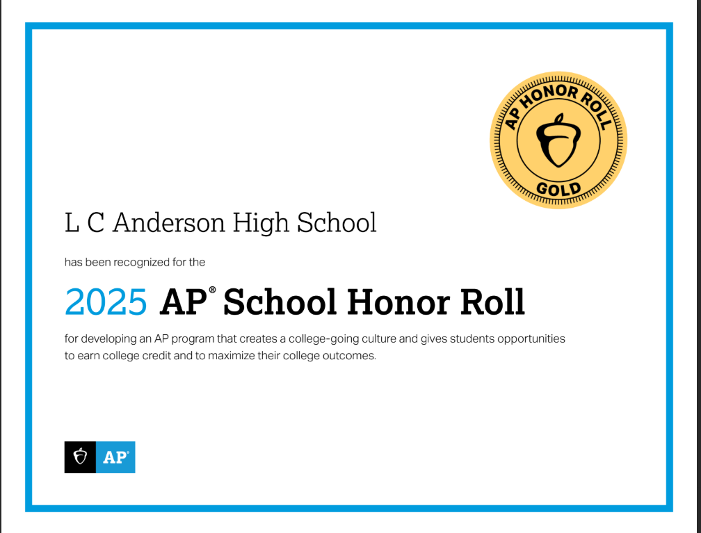 Anderson AP Honor Roll Gold Certificate